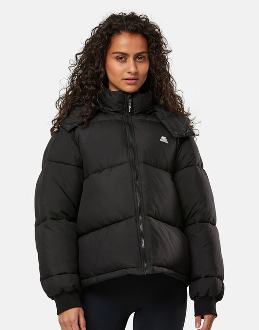 Womens black puffer 2025 jacket no hood