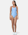 Womens Logo Tape Fastback One Piece Swimsuit
