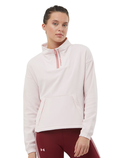 Under Armour Womens Rush Fleece Half Zip Sweatshirt - Pink