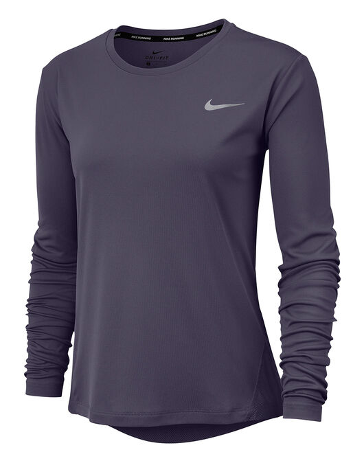 Nike Womens Miler Long Sleeve Top - Purple | Life Style Sports IE