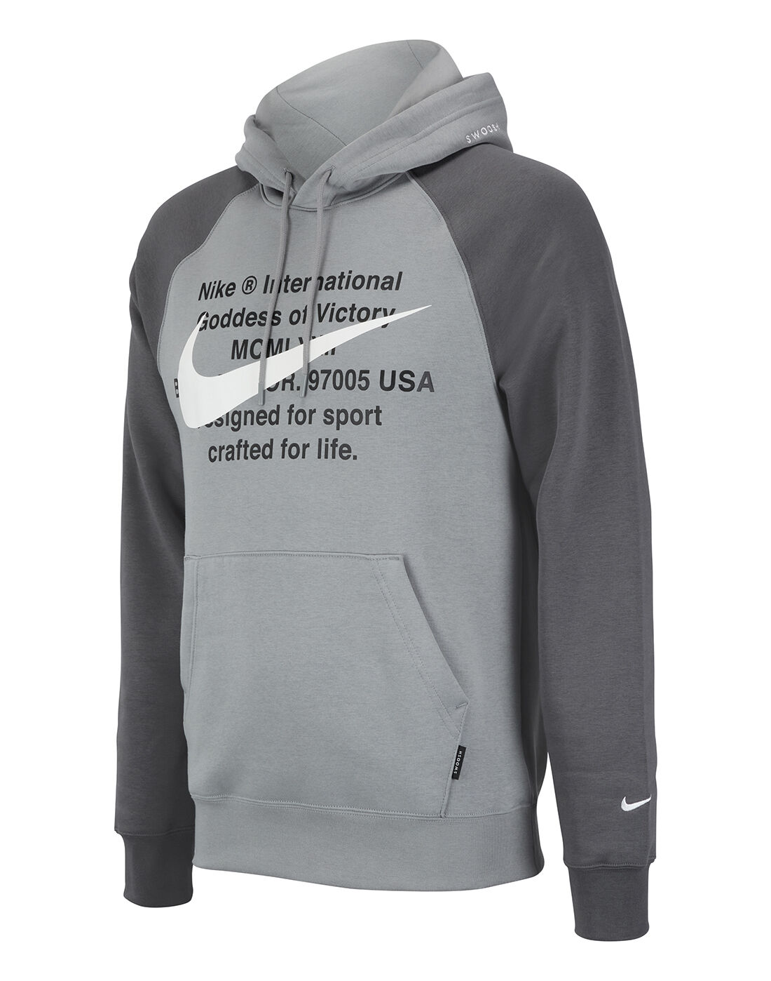 nike swoosh logo hoodie grey