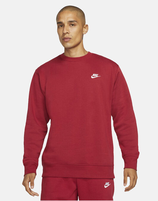 Tacto Coca musical Nike Mens Club Fleece Crew Neck Sweatshirt - Red | Life Style Sports IE