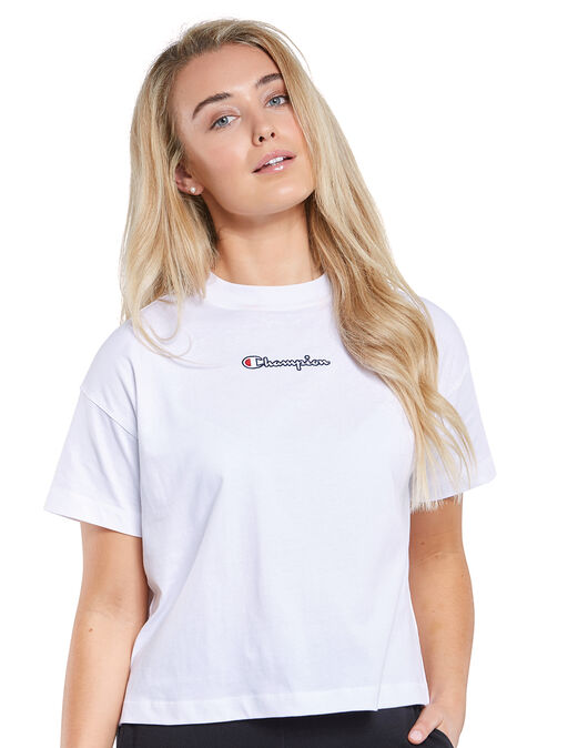 Champion Womens Cropped T Shirt Pink Life Style 7south Sports Ie - champion shirt roblox template
