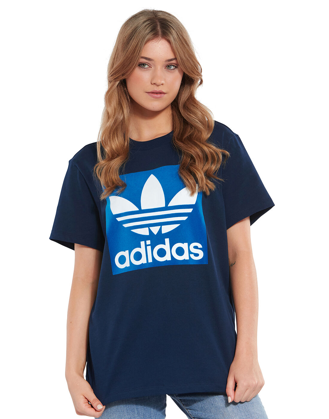 blue adidas t shirt women's