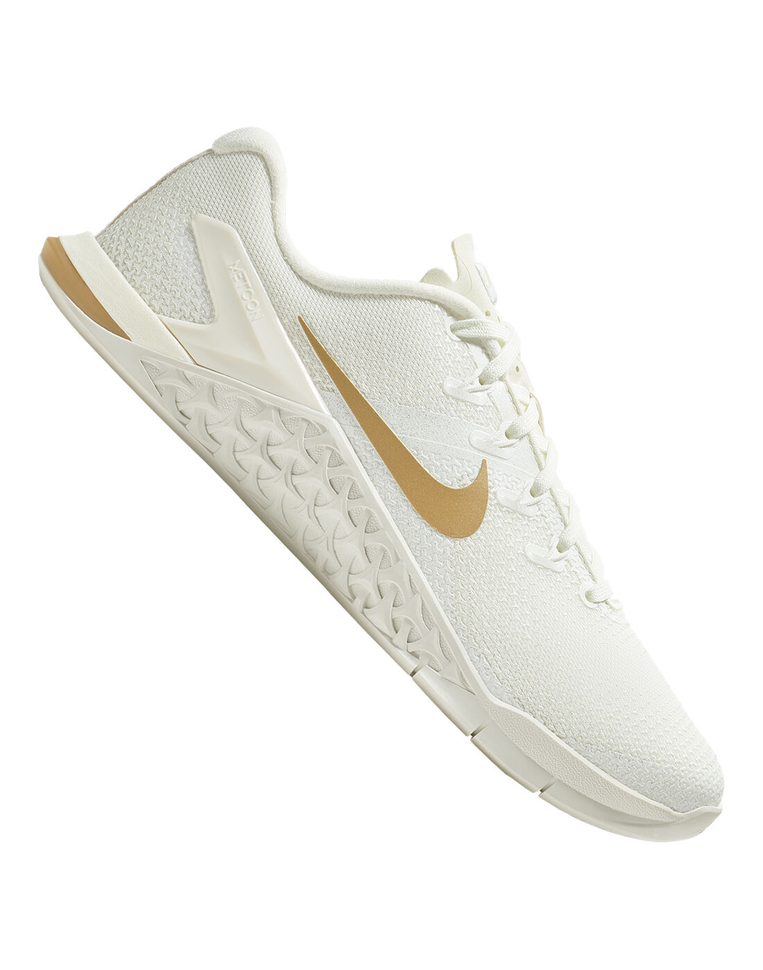 White \u0026 Gold Nike Metcon Gym Shoes 