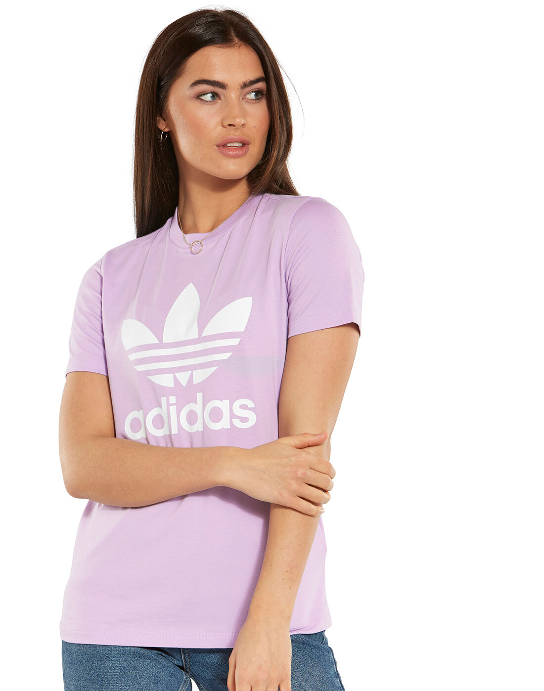purple adidas trefoil shirt