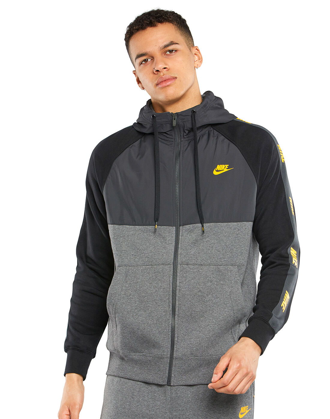 Nike Mens Hybrid Full Zip Hoodie - Grey 