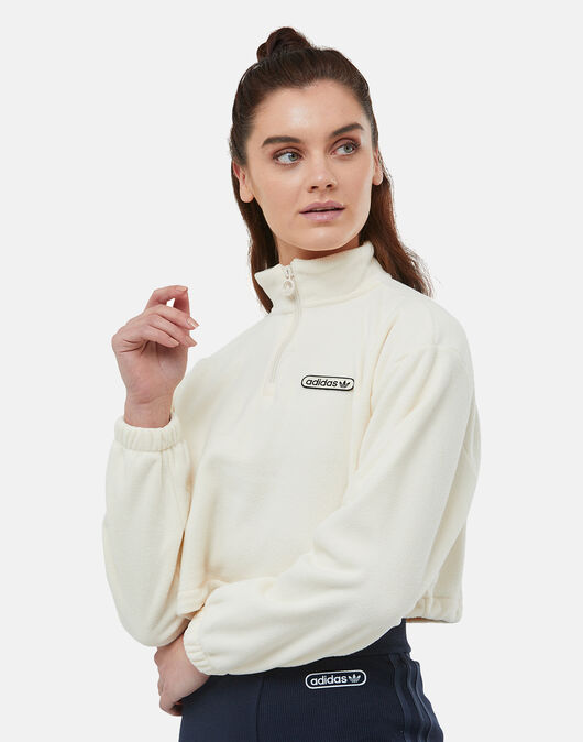 Womens Quarter Zip Crop Sweatshirt
