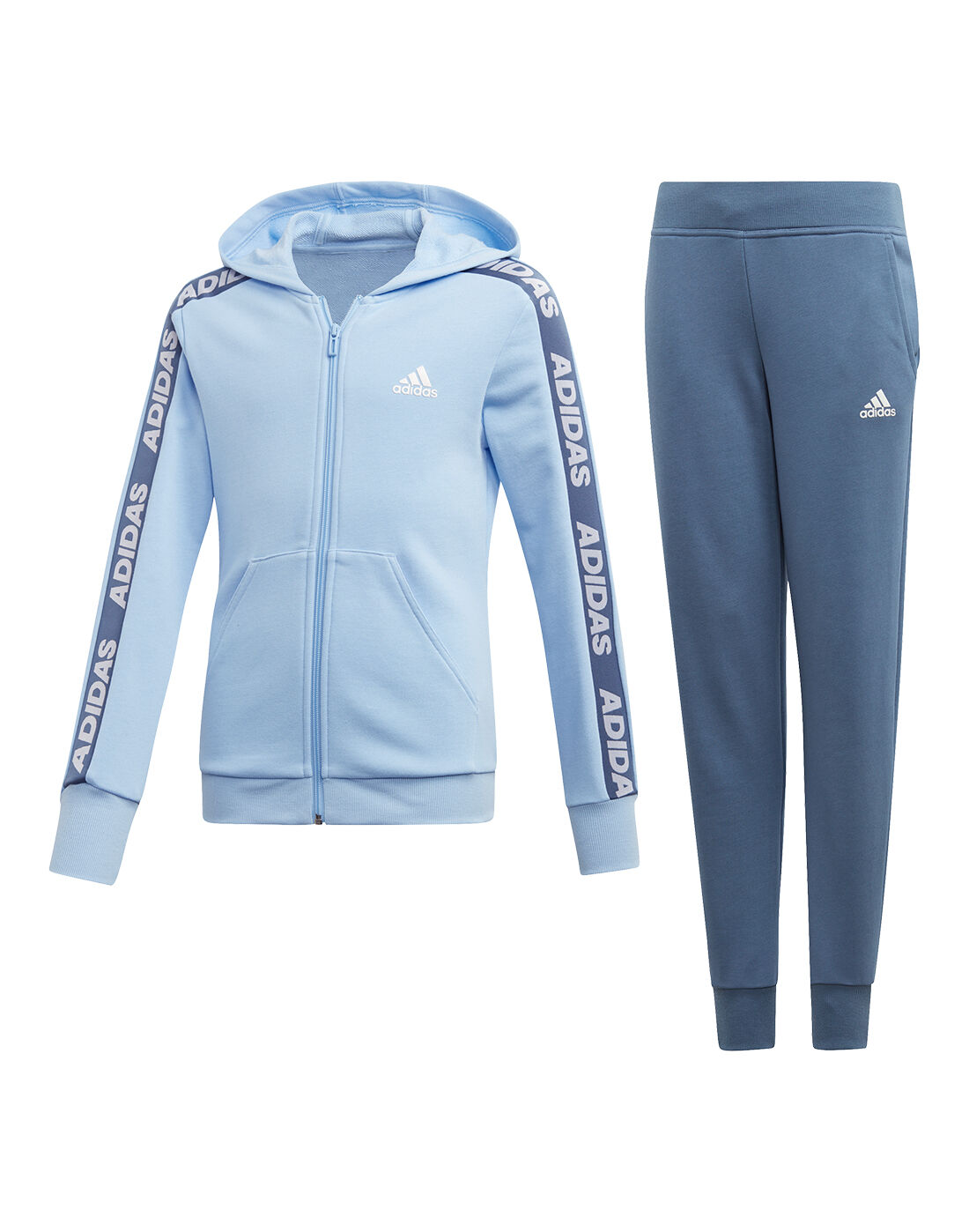 grey and blue adidas tracksuit
