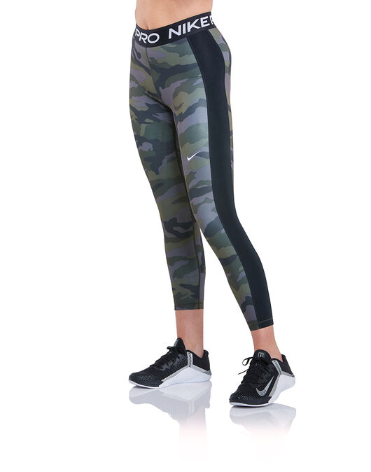 Nike Womens 7/8 Pro Camo Leggings - Grey