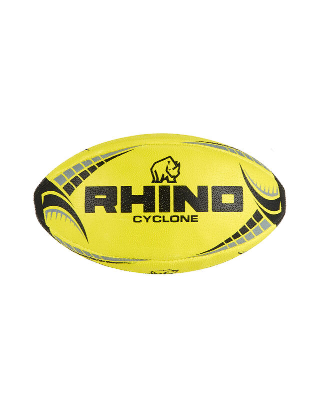 Image of Rhino Unisex Cyclone Trainer Rugby Ball - Yellow - Size 4
