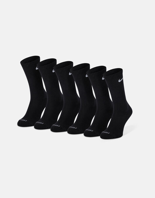 Nike Everyday Cushion 6 Pack Crew Socks - Black | Life Style Sports IE