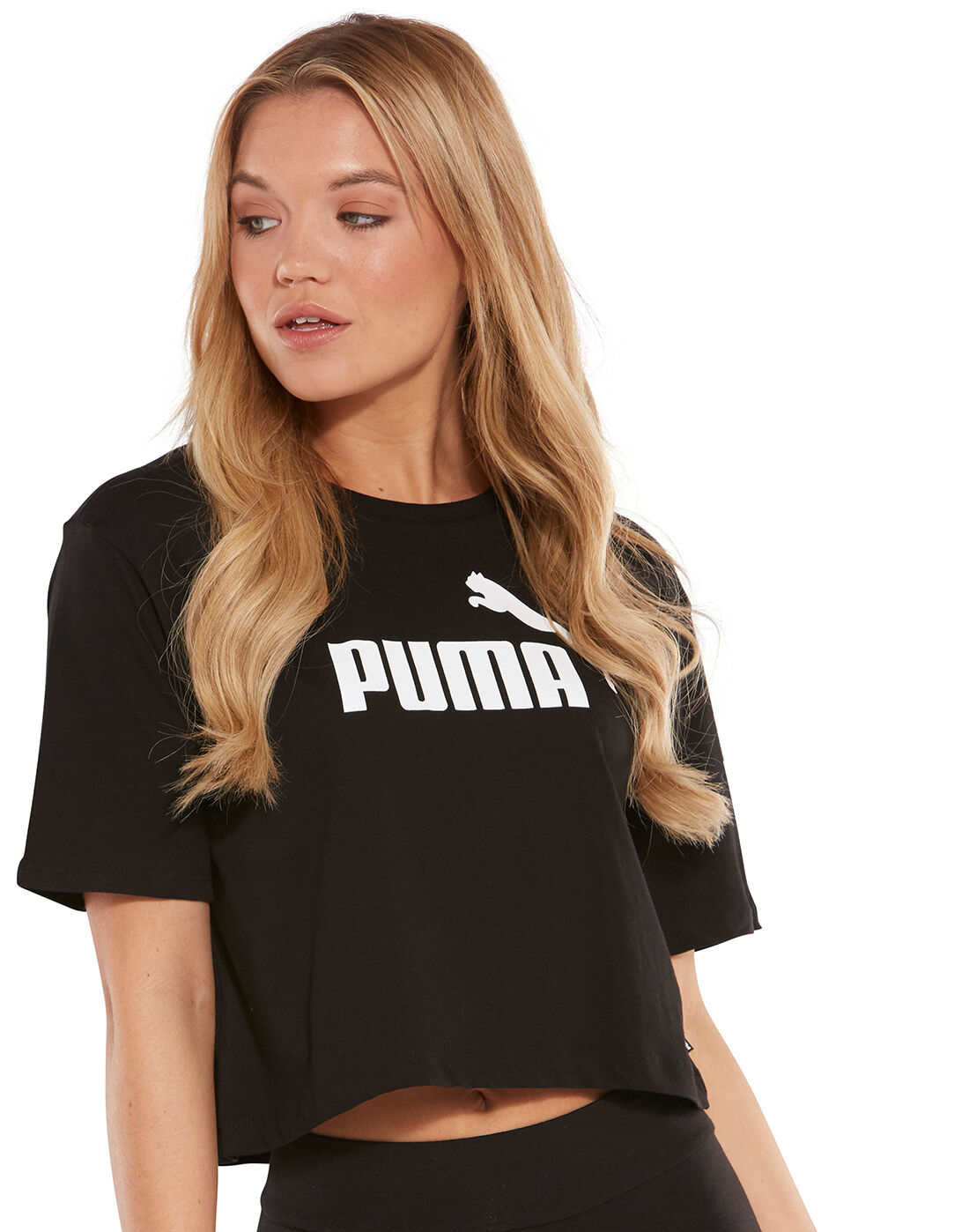 Women's Black Puma Cropped T-Shirt 