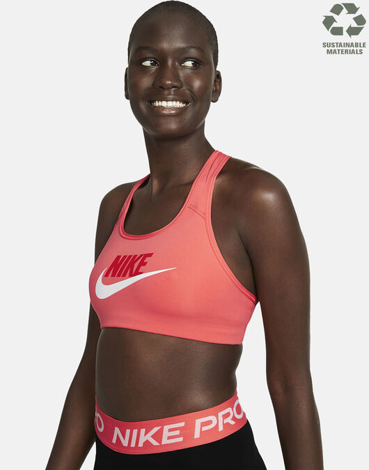 Nike Womens Swoosh Futura Sports Bra - Orange