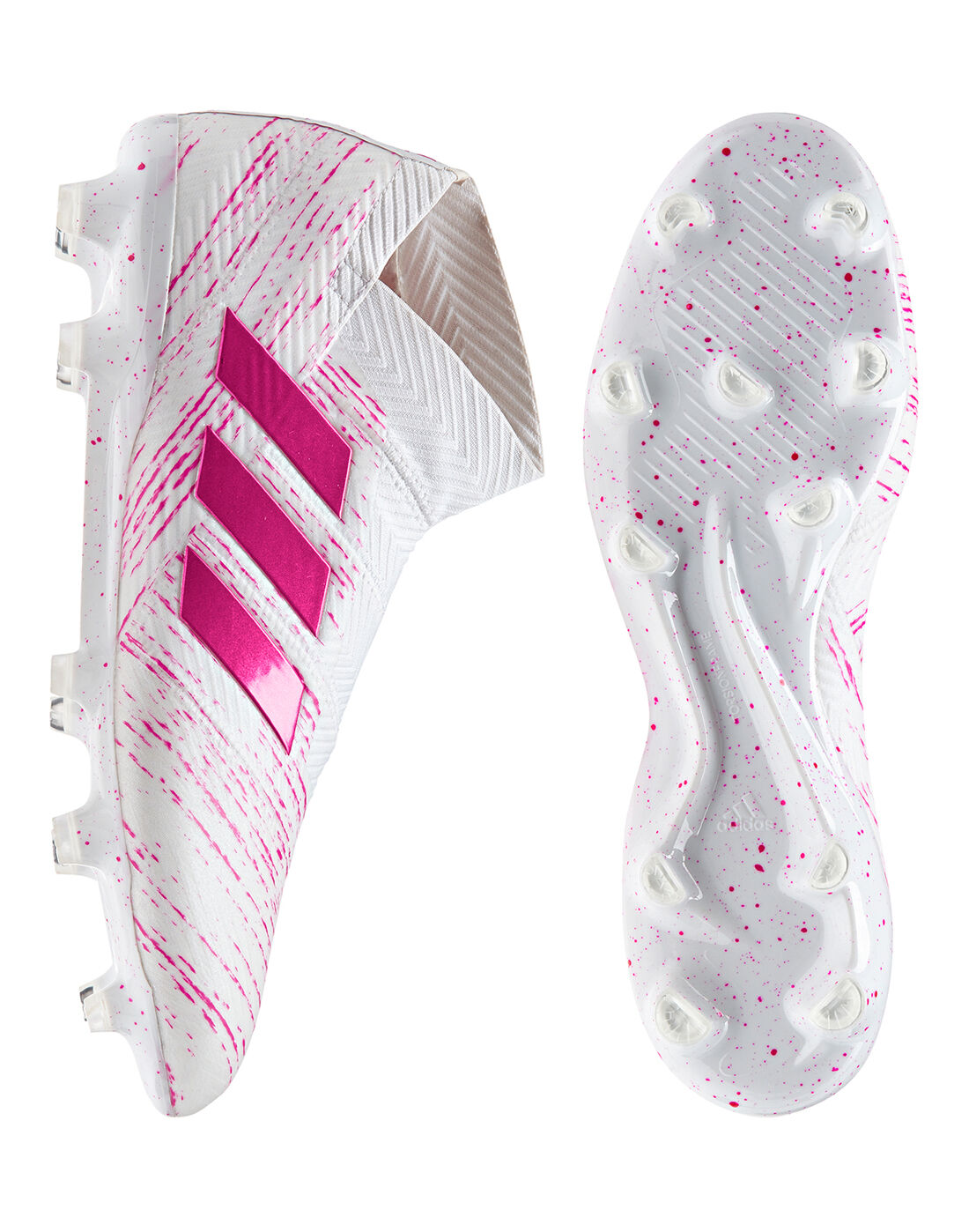 pink and white adidas boots