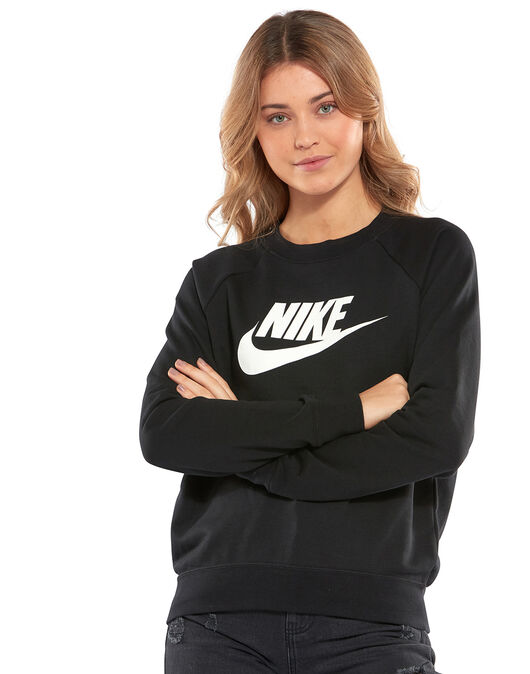 Nike Womens Essential Fleece Crew Sweatshirt - Black | Life Style Sports IE