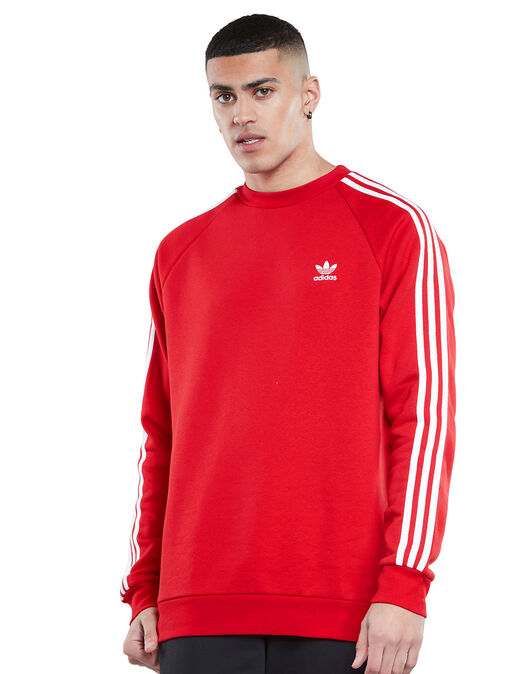 Een goede vriend inkomen Abnormaal adidas Originals Mens 3-Stripes Crew Neck Sweatshirt - Red | Life Style  Sports EU