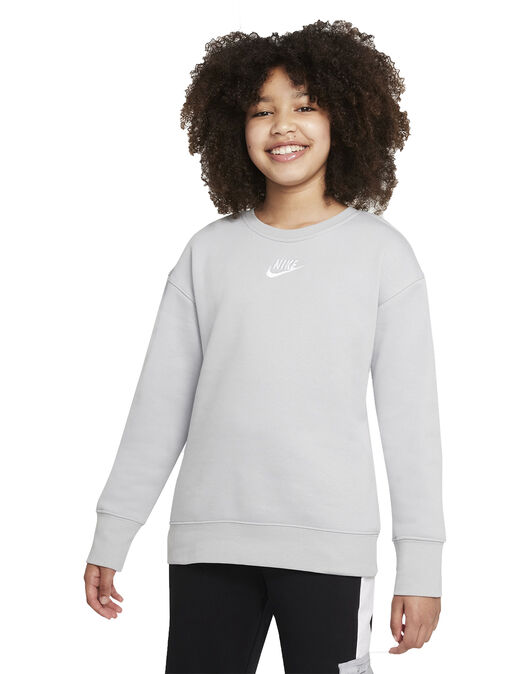 Nike Older Girls Club Fleece Crew Neck Sweatshirt - Grey | Life Style ...