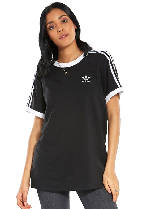 adidas Originals Womens 3 Stripe T-Shirt | Black | Life Style Sports