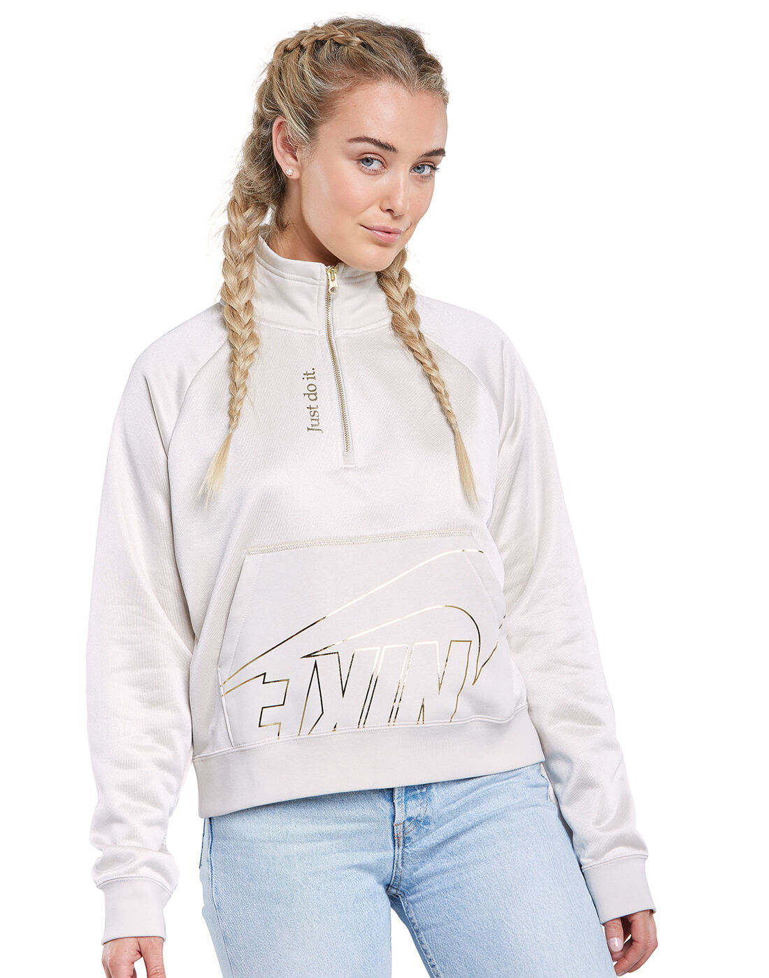nike sportswear quarter zip hoodie white