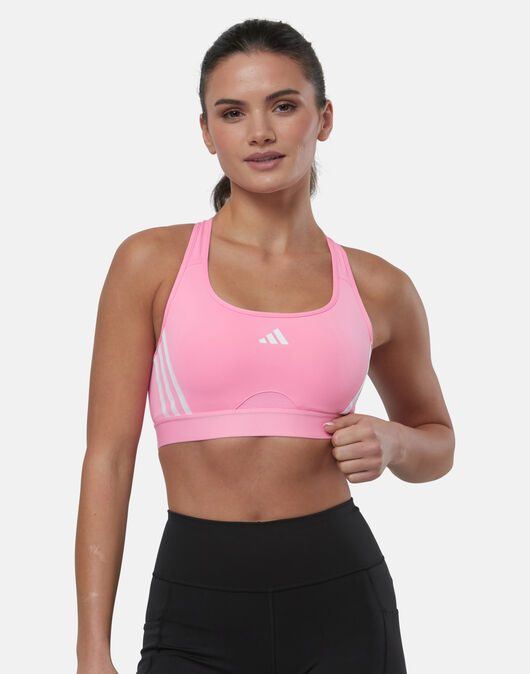 adidas Womens Power React Medium Support Sports Bra - Pink