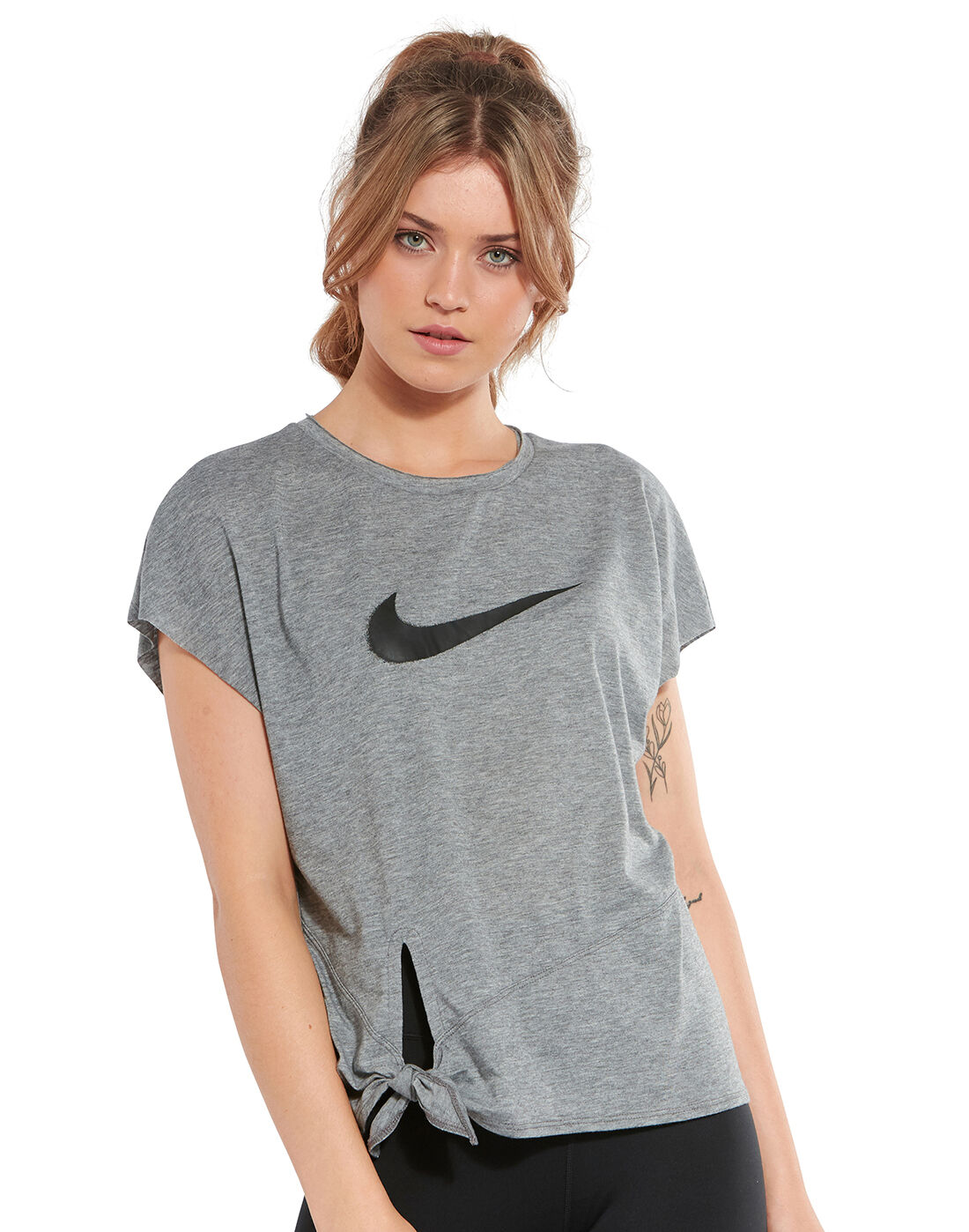 Nike Womens Dry Side Tie T-Shirt - Grey 