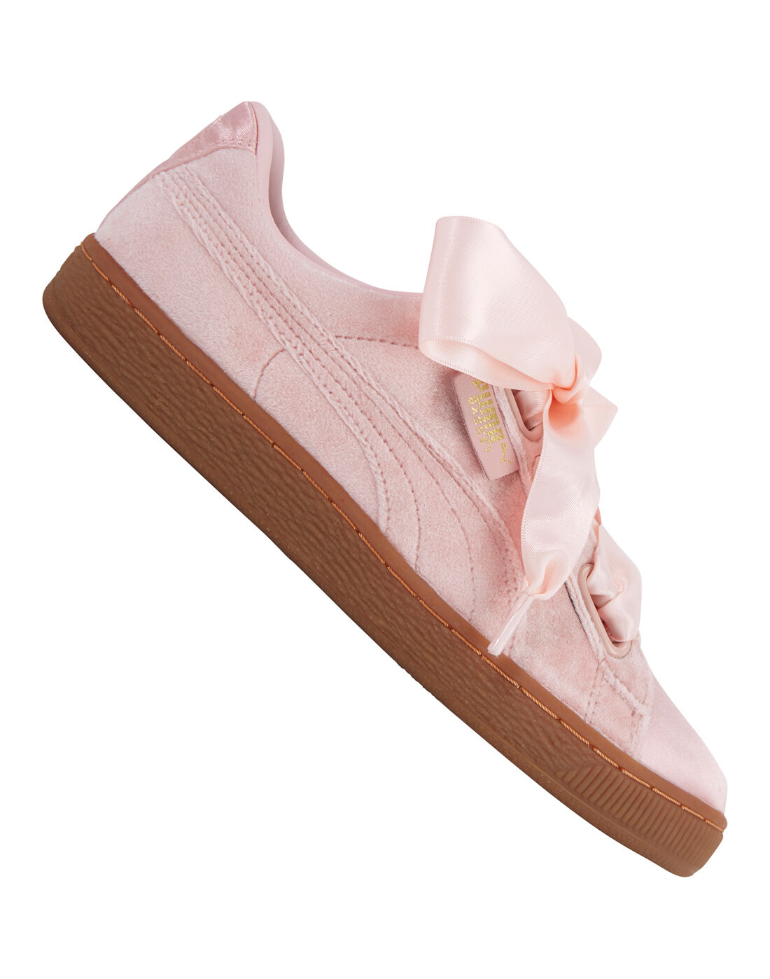 puma basket heart sneakers in pink velvet