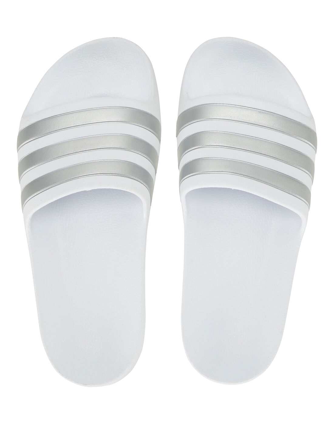 Kid's White \u0026 Silver adidas Slides 