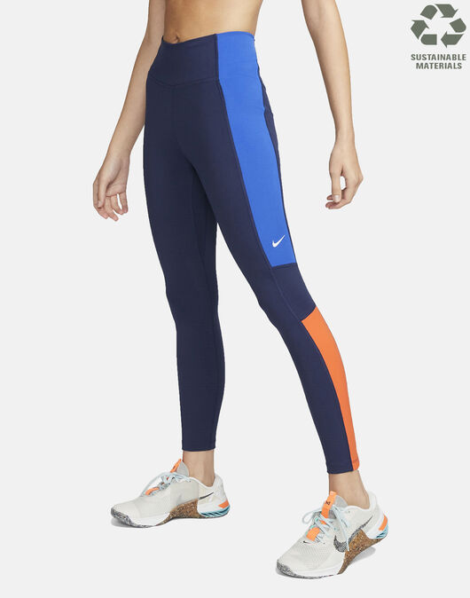 Nike Womens One Colourblock Leggings - Navy