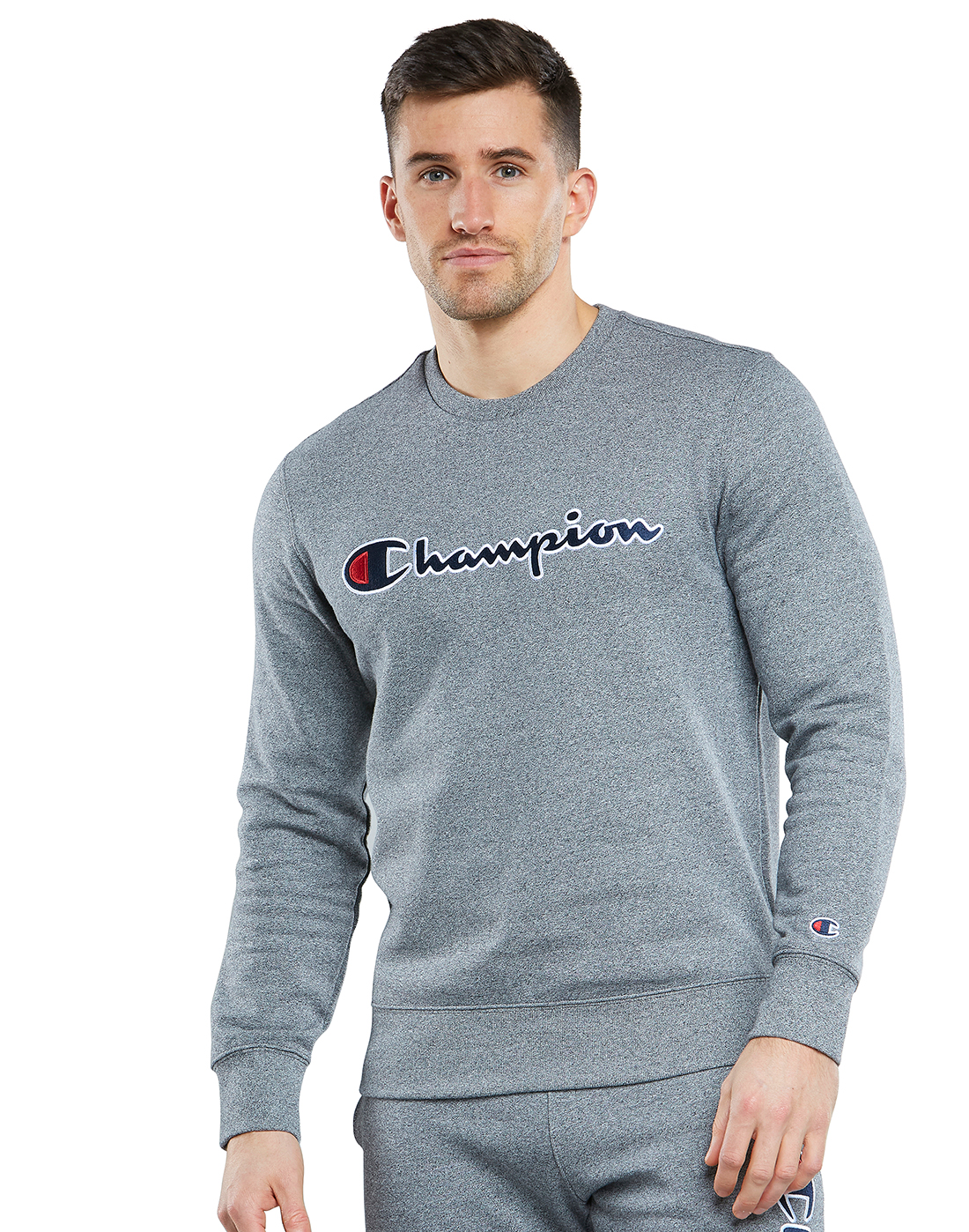 Champion Mens Logo Crew Neck Sweatshirt - Grey | Life Style Sports IE