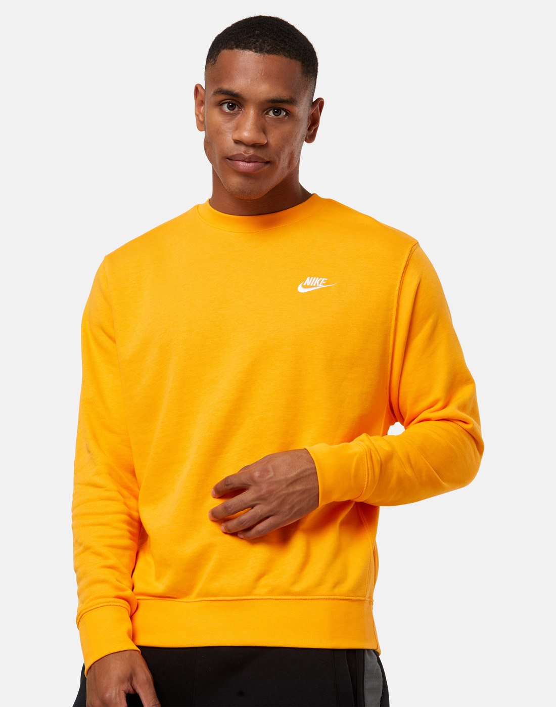 Nike Mens Club Fleece Crew Neck Sweatshirt - Orange | Life Style Sports IE