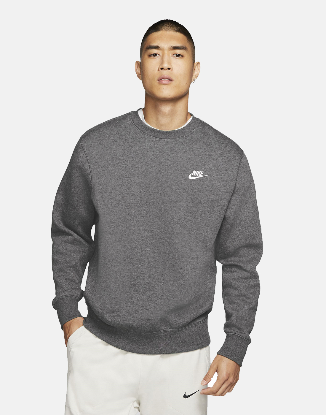 Nike Mens Club Fleece Crew Neck Sweatshirt - Grey | Life Style Sports IE