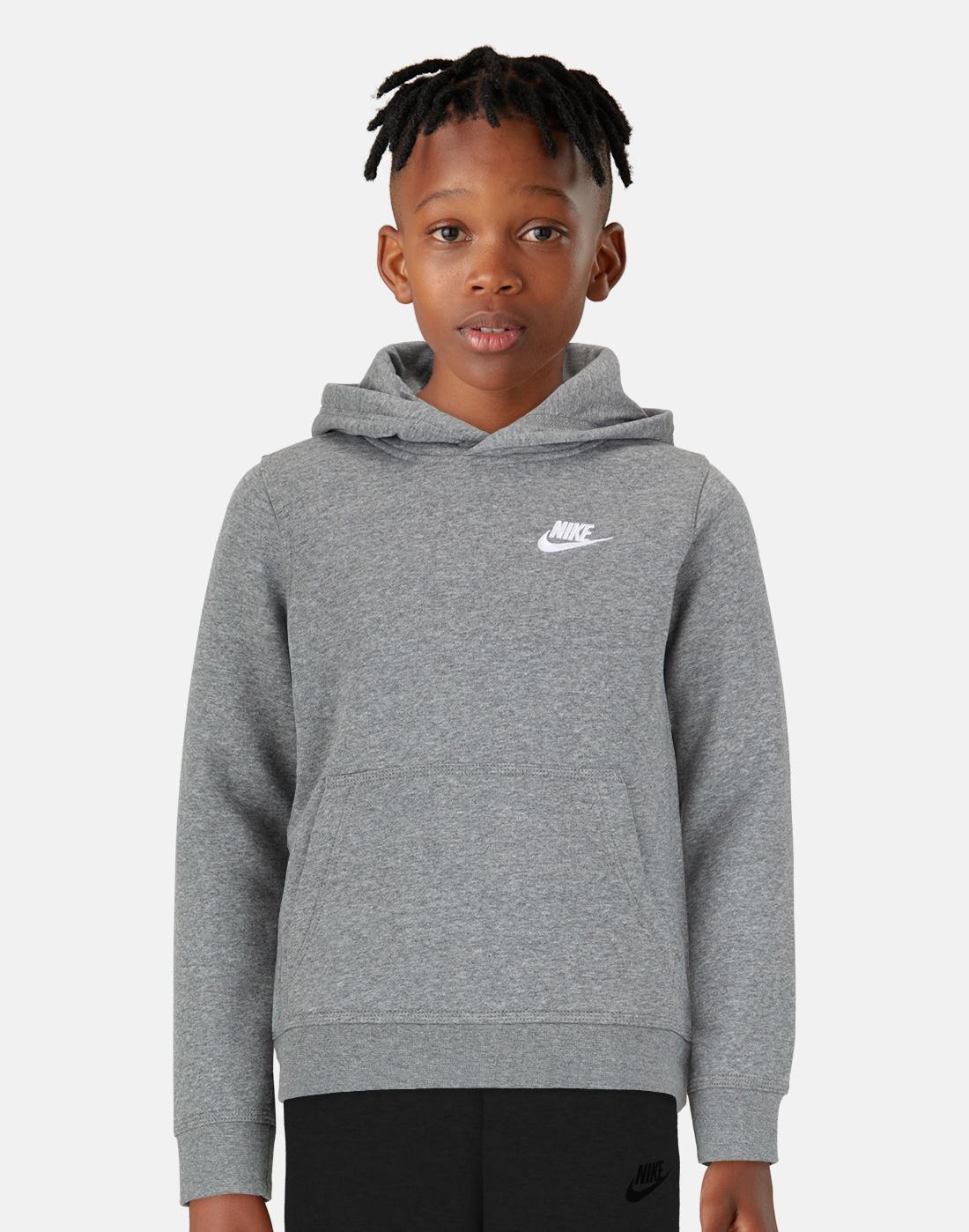 Nike Older Boys Club Hoodie - Grey | Life Style Sports IE