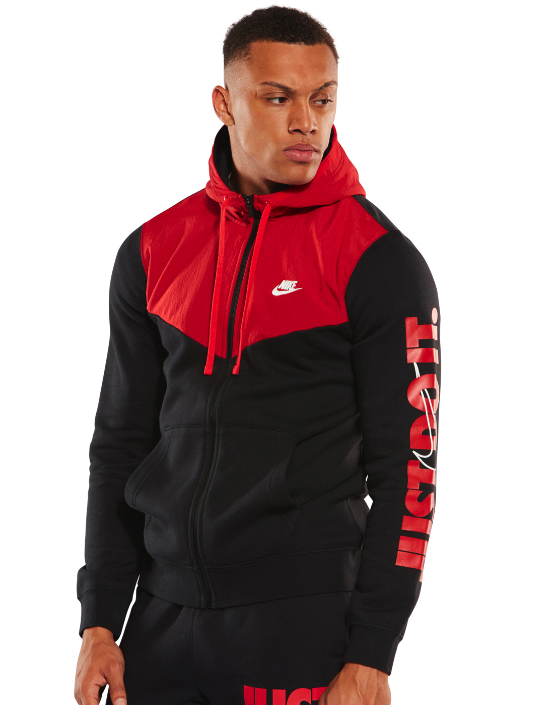 black and red nike zip up hoodie