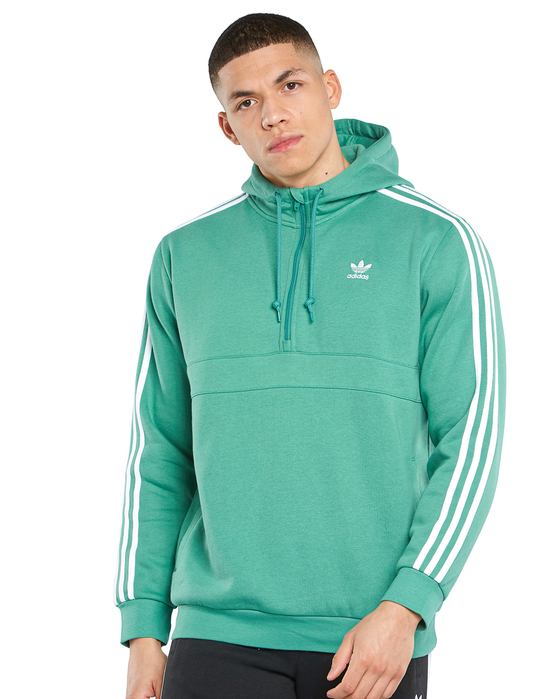 adidas originals sweatshirt with half zip in green