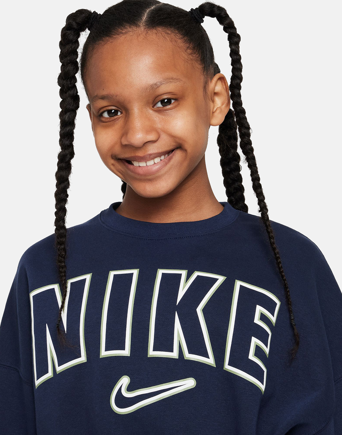 Nike Older Girls Trend Fleece Crew Neck Sweatshirt - Navy | Life Style ...