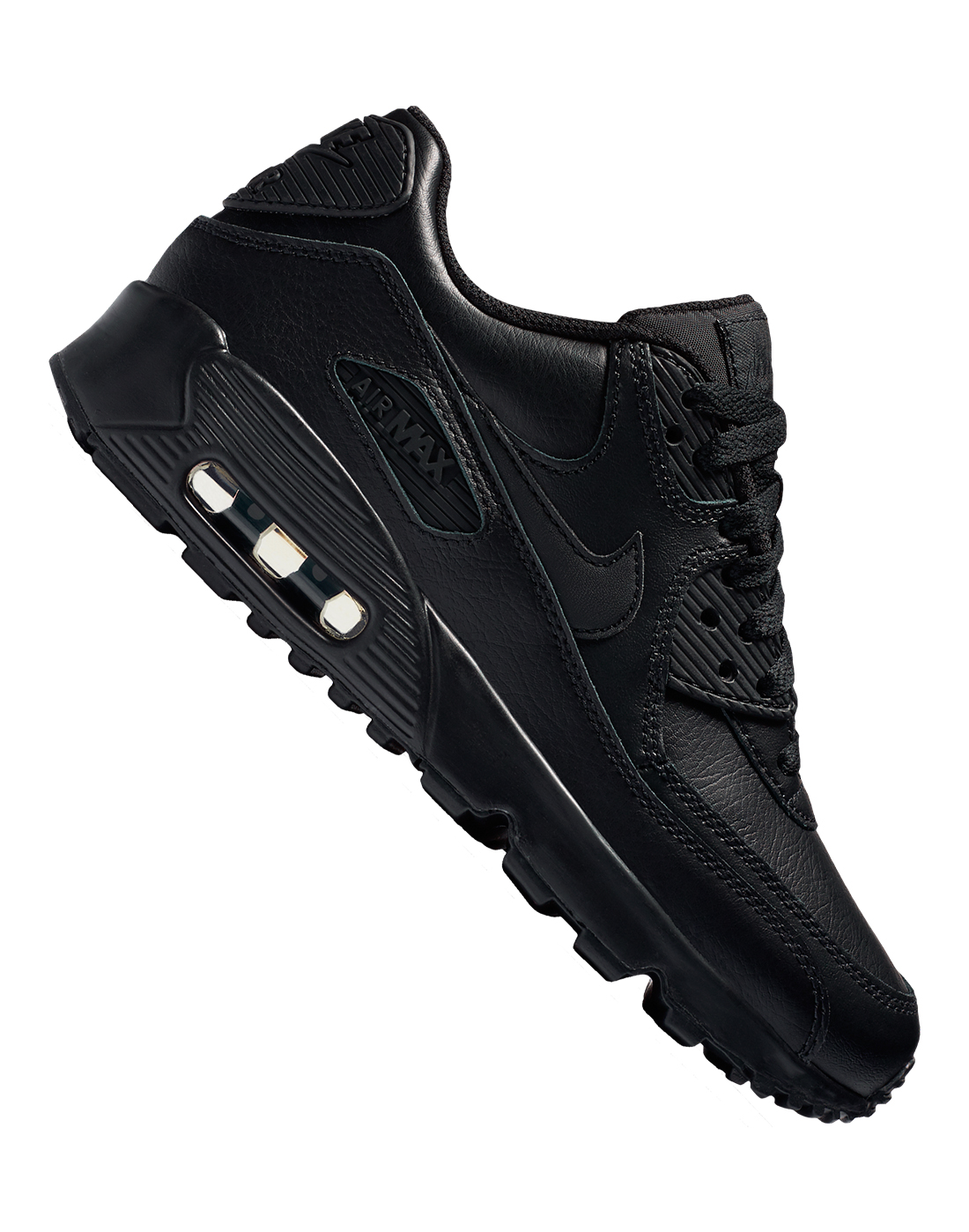 boys black leather nike trainers