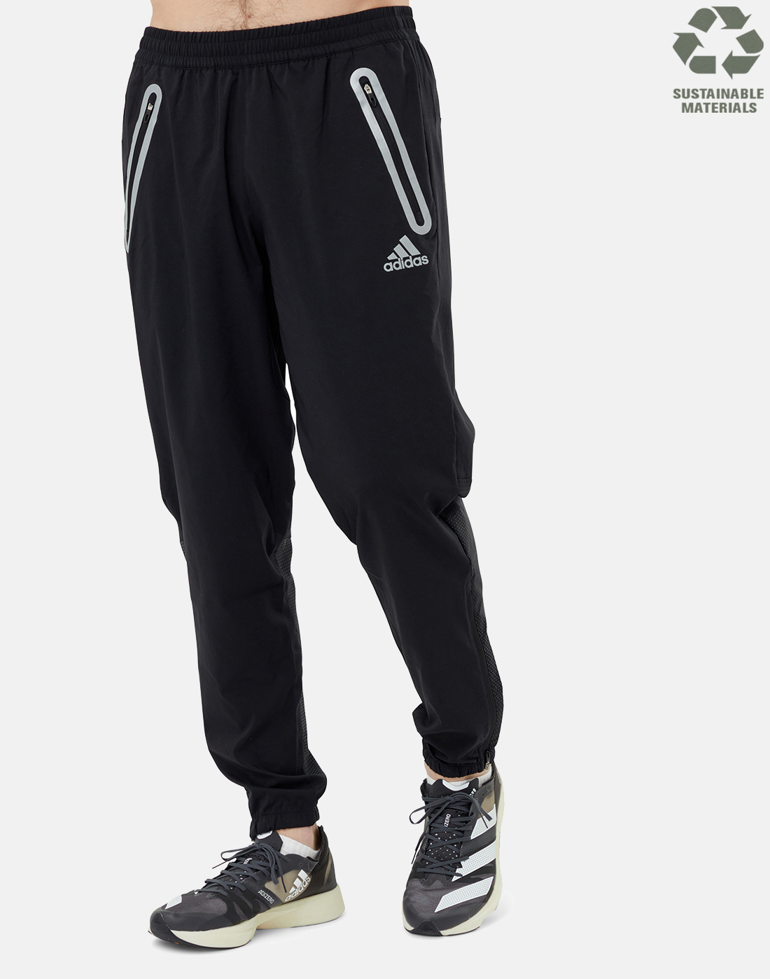 adidas Mens Fast Reflective Running Pants - Black