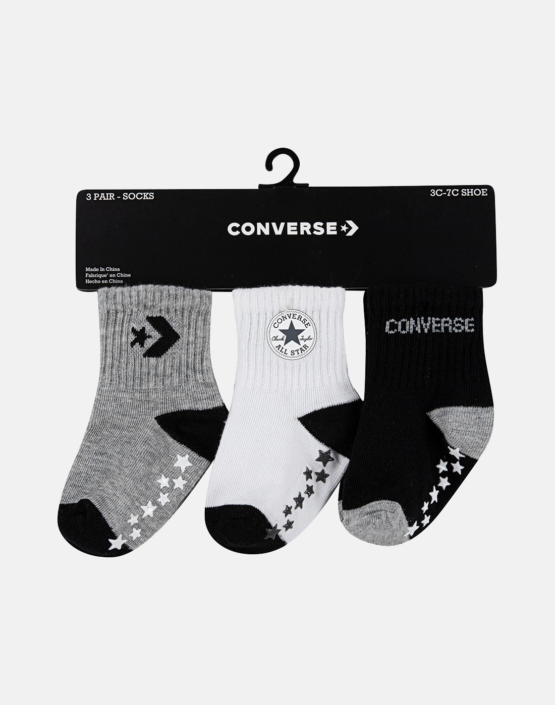 Converse Infants No Show 3 Pack Socks - Black | Life Style Sports IE