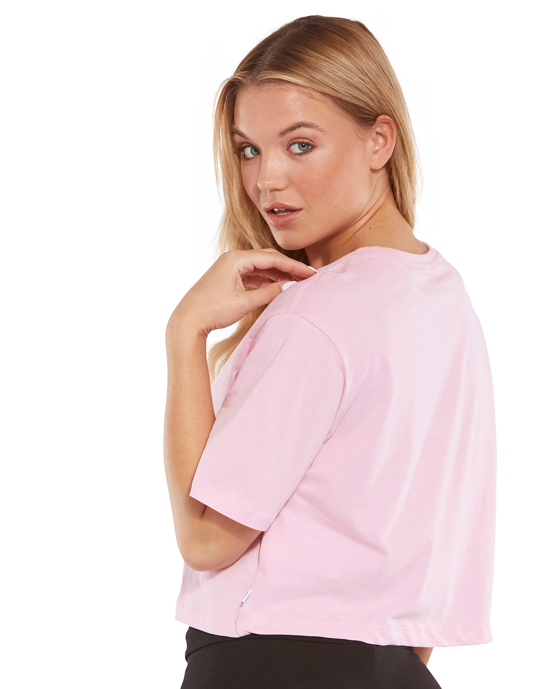 Women's Pink Puma Cropped T-Shirt | Life Style Sports