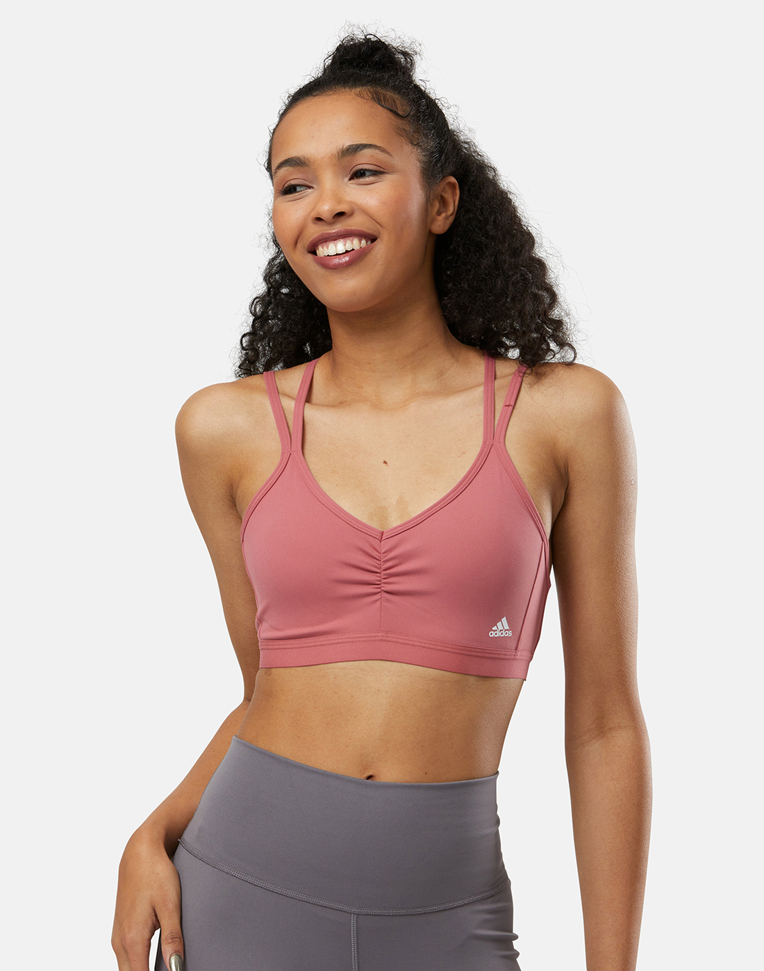 adidas Womens Yoga Essentials Light Support Bra - Pink