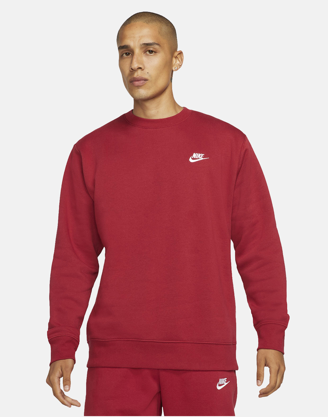 Nike Mens Club Fleece Crew Neck Sweatshirt - Red | Life Style Sports IE