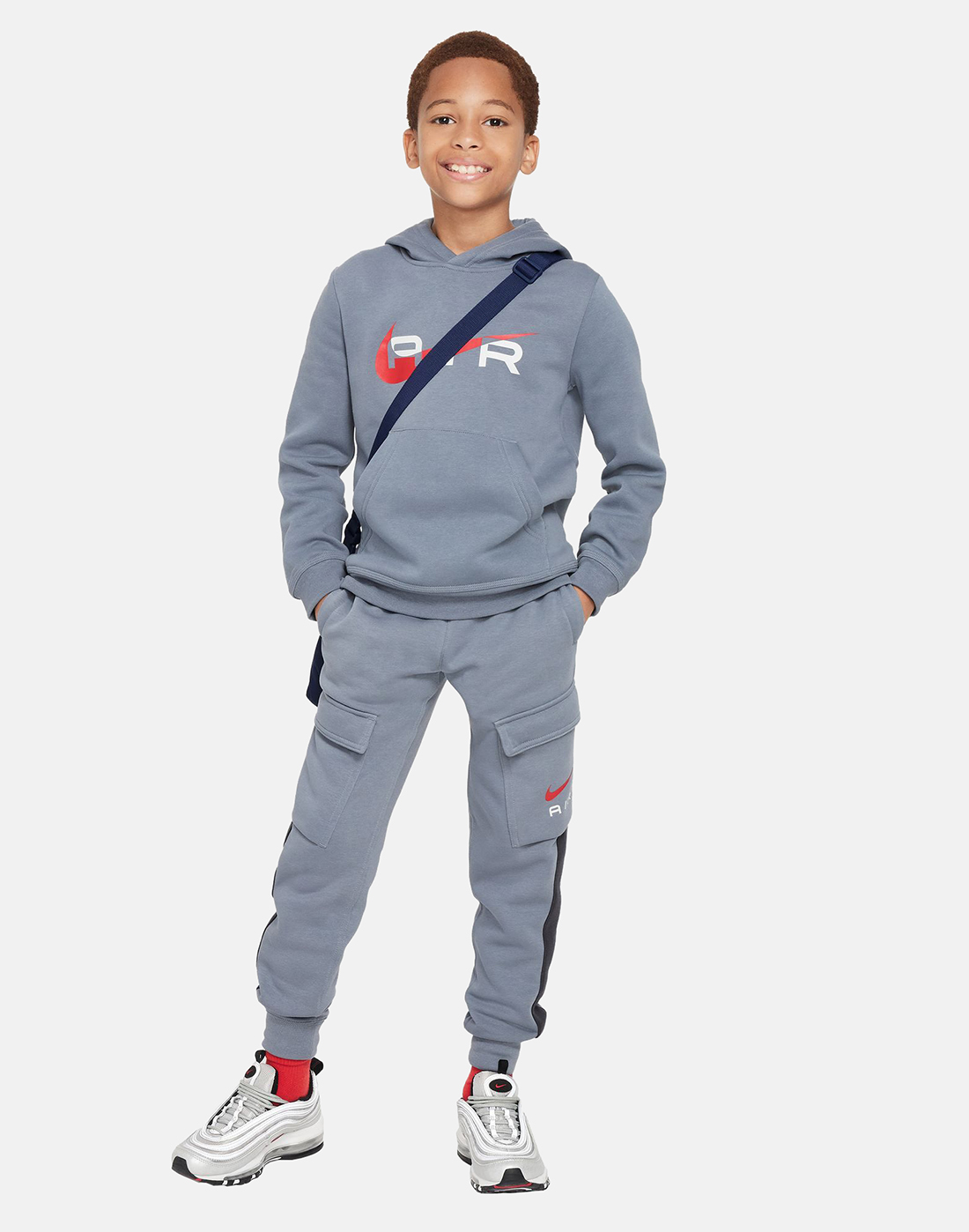 Nike Older Boys Air Fleece Hoodie - Grey | Life Style Sports IE