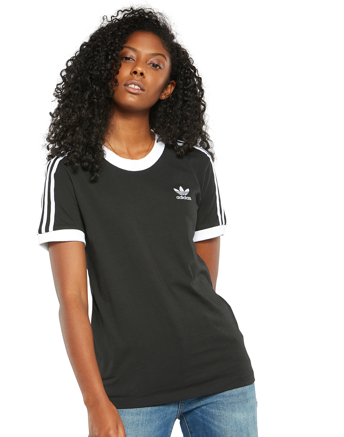 adidas Originals Womens 3-Stripes T-Shirt - Black | Life Style Sports IE
