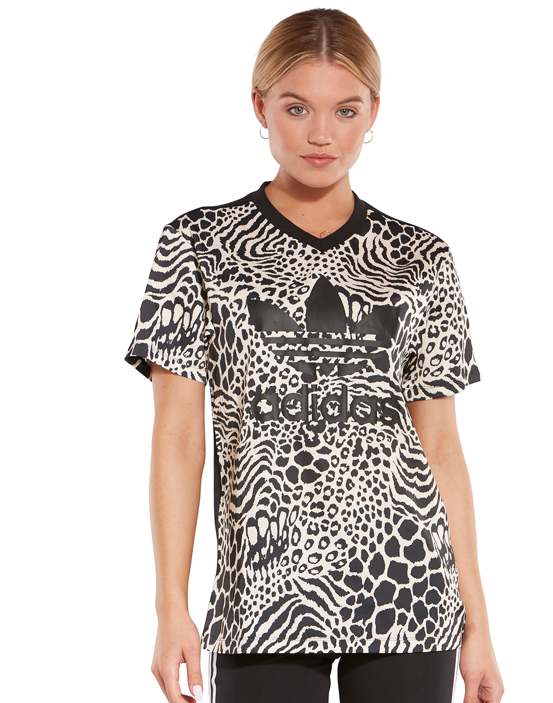 Women's Black Leopard Print adidas Originals T-Shirt | Life Style Sports