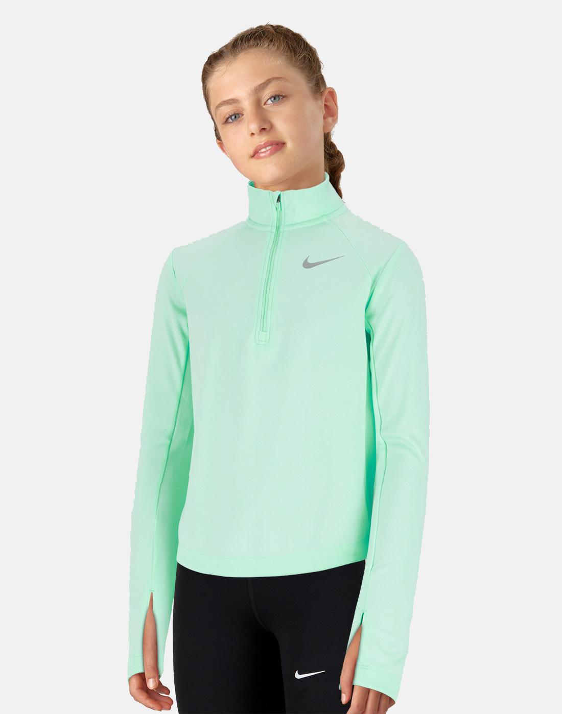 Nike Older Girls Run Half Zip Top - Green | Life Style Sports IE