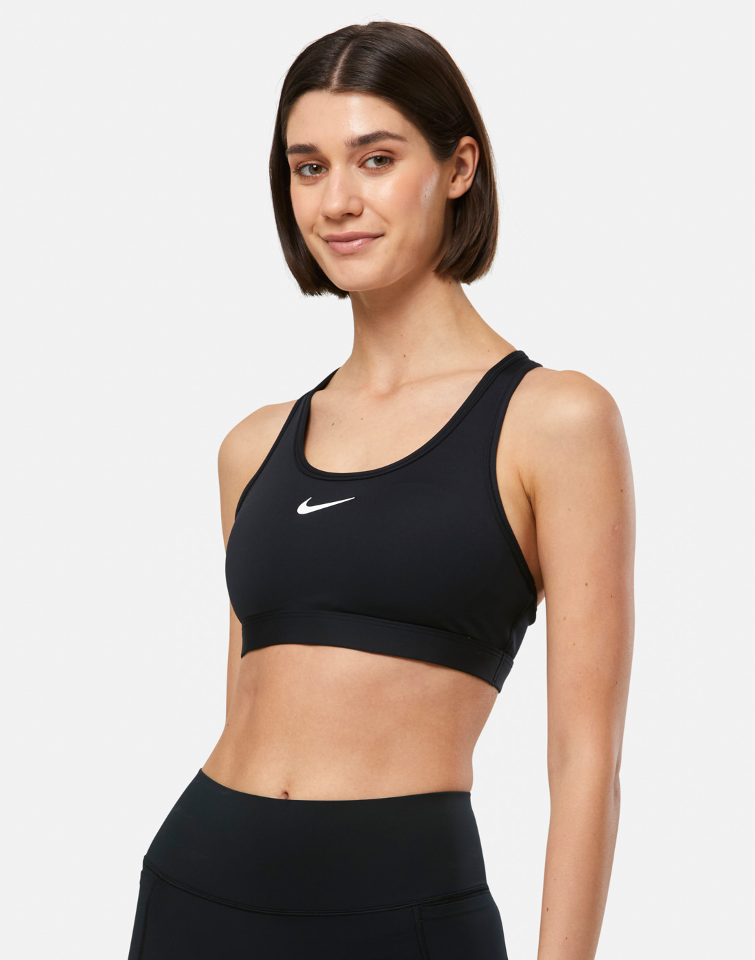 Women's Nike Swoosh Medium Support Sports Bra in Black/White | XL