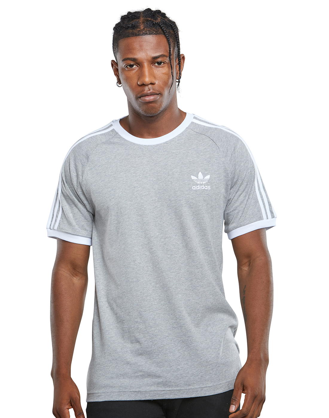 adidas Originals Mens 3-Stripes T-Shirt - Grey | Life Style Sports IE