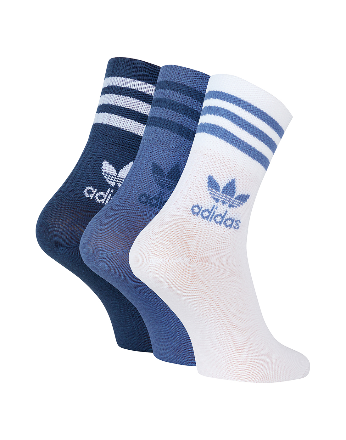adidas Originals Mid Cut 3 Pack Crew Socks - Blue | Life Style Sports IE