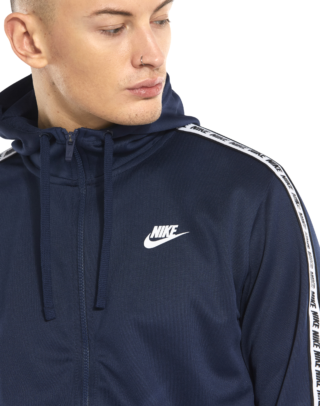 nike tape full zip hoodie blue